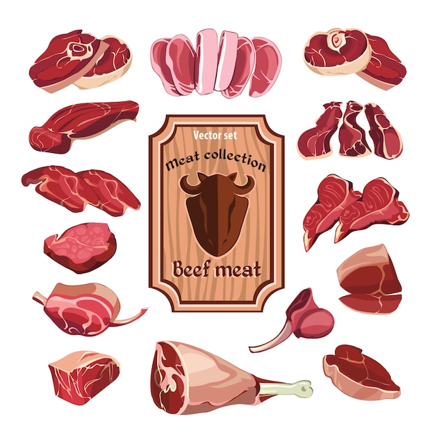 Free Vector hand drawn meat elements set