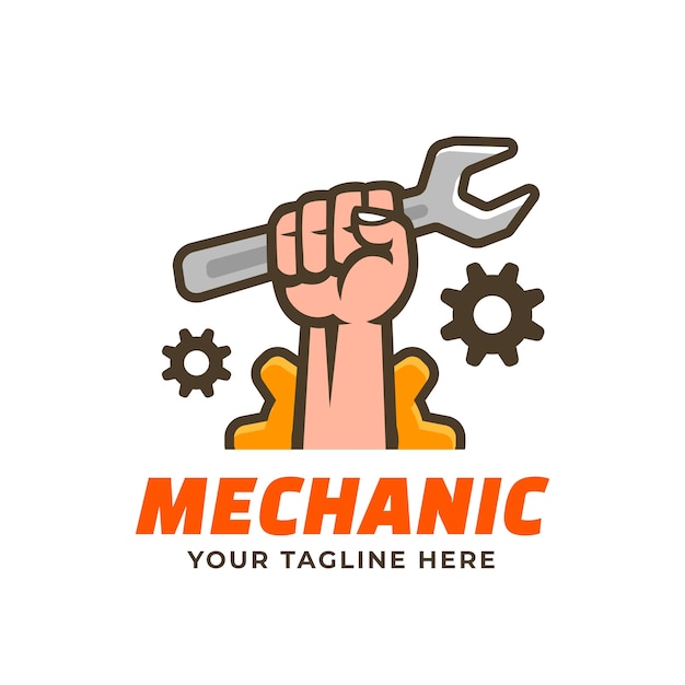 Free Vector hand drawn mechanical repair logo design