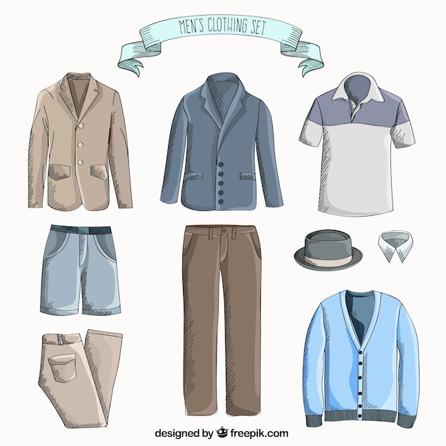 Free Vector hand drawn men's clothing set