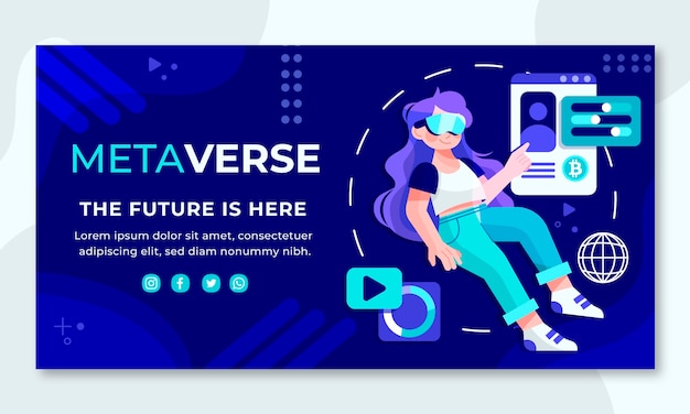 Free Vector hand drawn metaverse facebook template