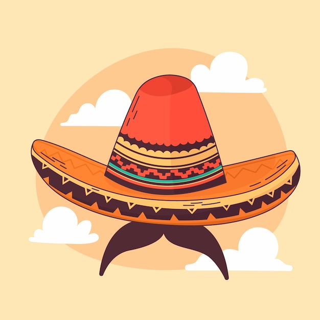 Hand drawn mexican hat cartoon illustration