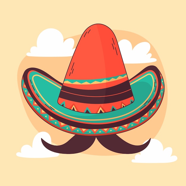 Hand drawn mexican hat cartoon illustration