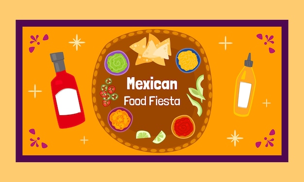 Free vector hand drawn mexican restaurant facebook template