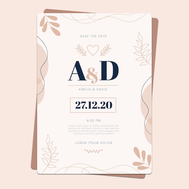 Free Vector hand drawn minimal wedding invitation template