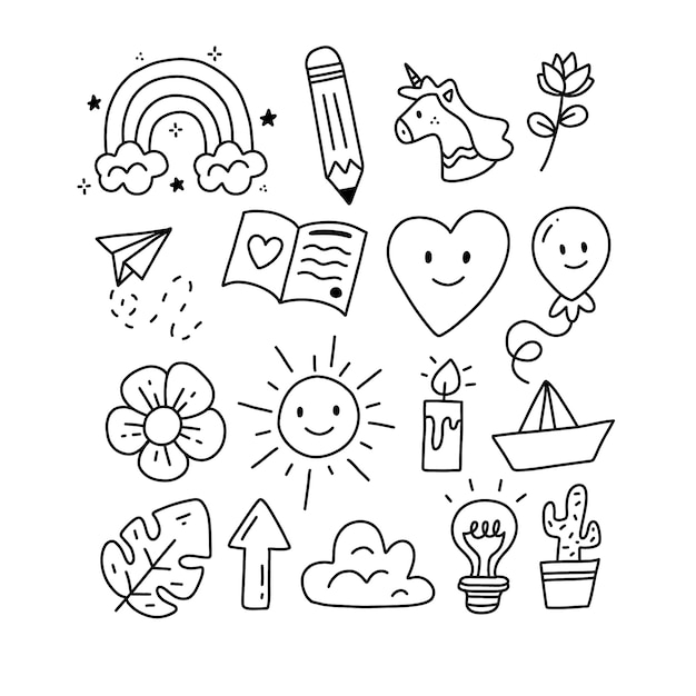 Free vector hand drawn miscellaneous doodle drawing illustration