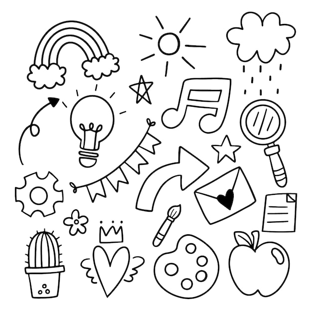 Free vector hand drawn miscellaneous doodle drawing illustration