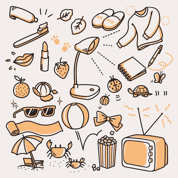 Free vector hand drawn miscellaneous doodle illustration