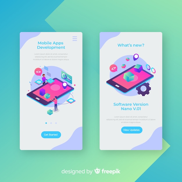 Free Vector hand drawn mobile app banner template