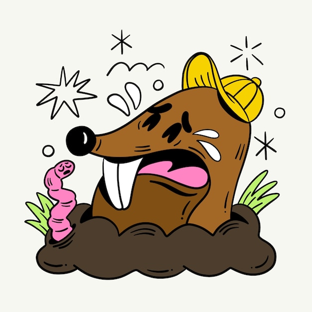 Free Vector hand drawn mole cartoon illustration