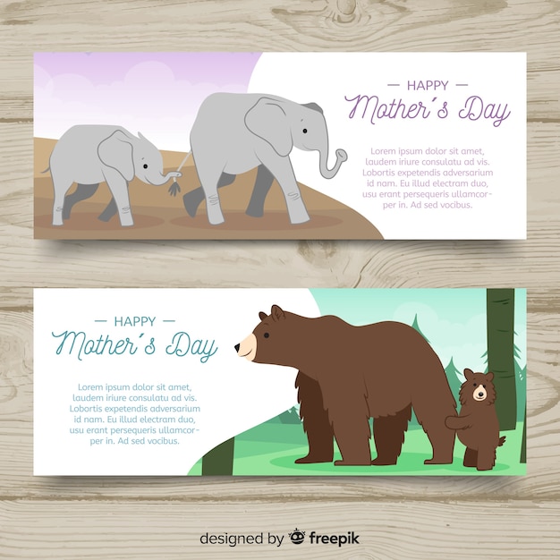 Free Vector hand drawn mother's day banners 