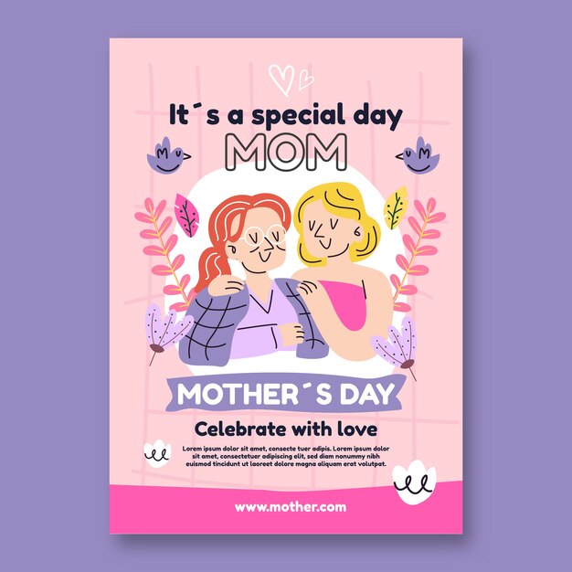 Hand drawn mother's day template