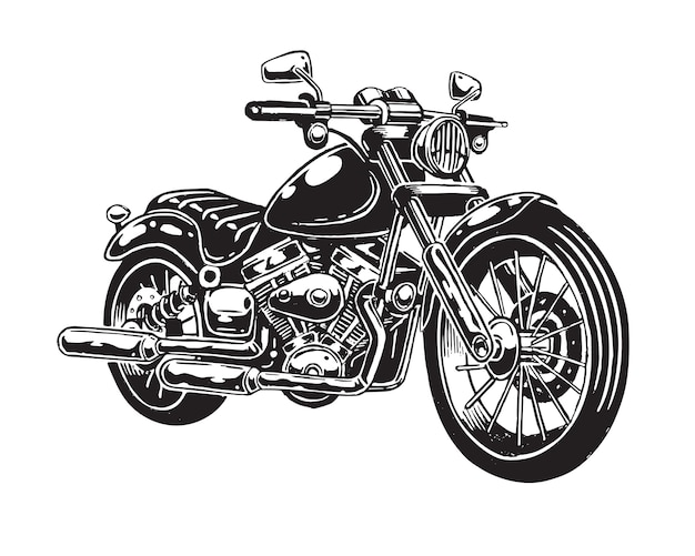 Free Vector  of hand drawn motorcycle isolated on white background. monochrome style.