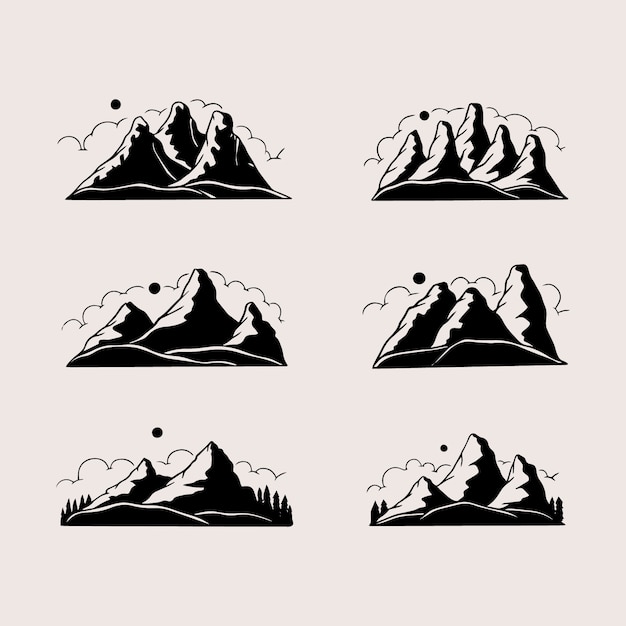 Free Vector hand drawn  mountain range silhouette