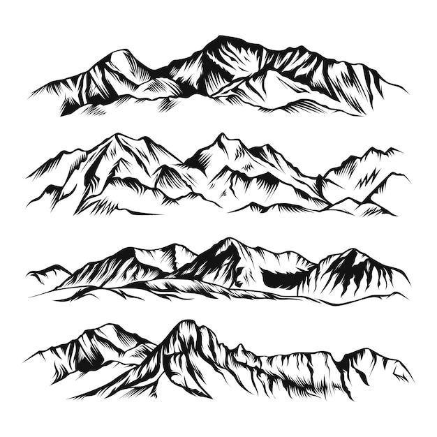 Free Vector hand drawn  mountain silhouette