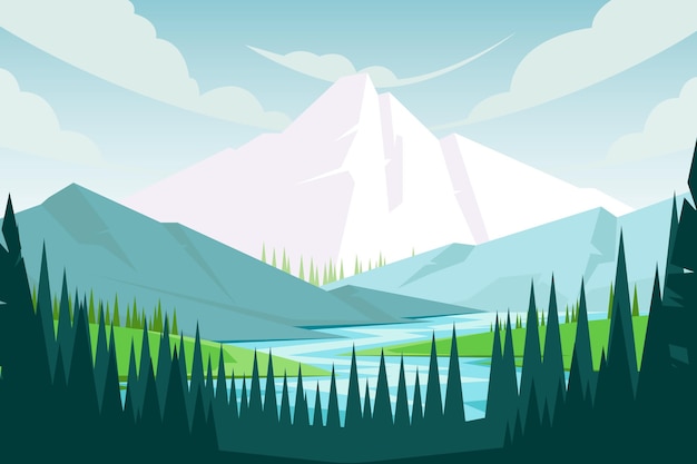 Free Vector hand drawn mountains landscape