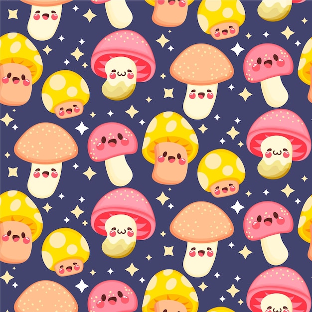 Free Vector hand drawn mushroom pattern