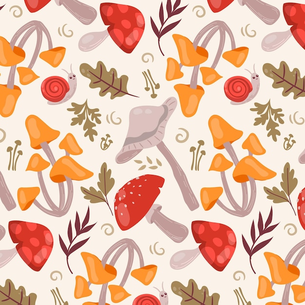 Free Vector hand drawn mushroom pattern