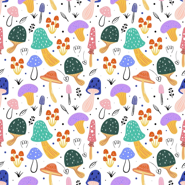 Free Vector hand drawn mushroom pattern