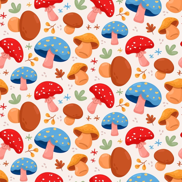 Hand drawn mushroom pattern