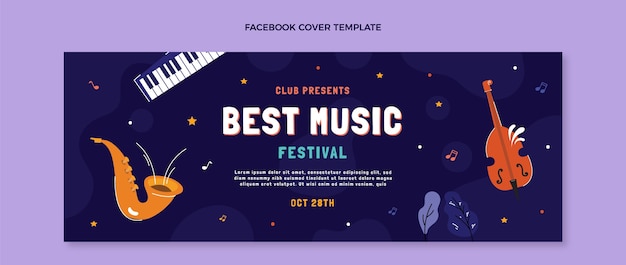 Hand drawn music festival facebook cover