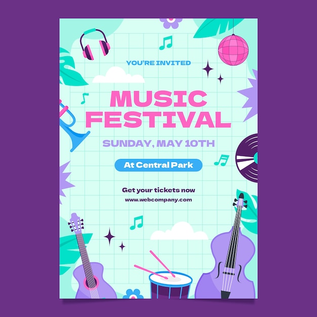 Hand drawn music festival invitation