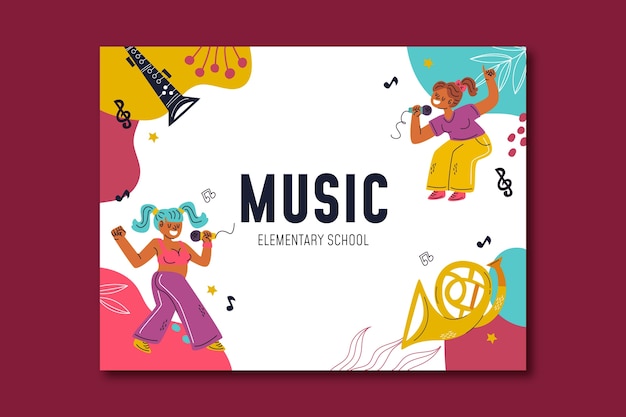 Free vector hand drawn music school photocall