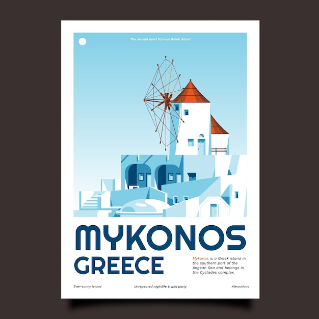 Free Vector hand drawn mykonos poster template