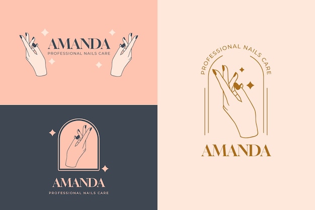 Free Vector hand drawn nail salon logo template