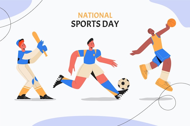 Hand drawn national sports day illustration