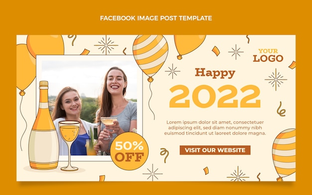 Free Vector hand drawn new year social media post template