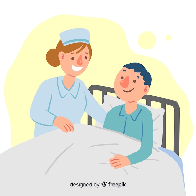 Free Vector hand drawn nurse helping patient