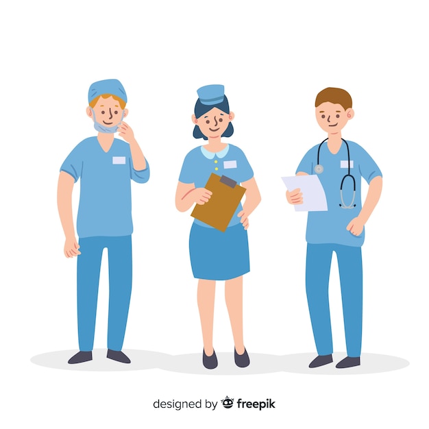 Free Vector hand drawn nurse team