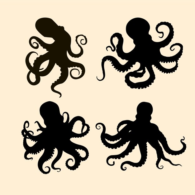 Hand drawn octopus silhouette