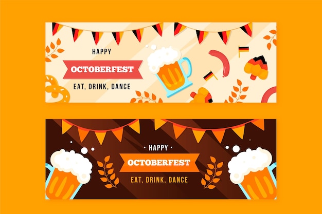 Free Vector hand drawn oktoberfest banners pack