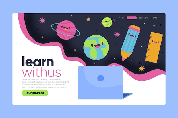 Free Vector hand drawn online learning landing page template