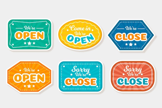 Free Vector hand-drawn open and closed sign collection