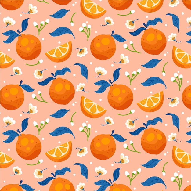 Free Vector hand drawn orange fruit pattern design