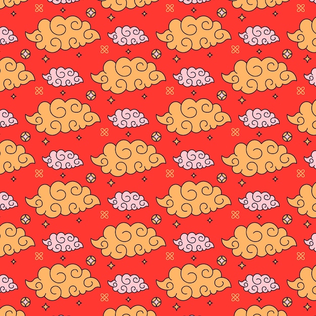 Free Vector hand drawn oriental cloud pattern design