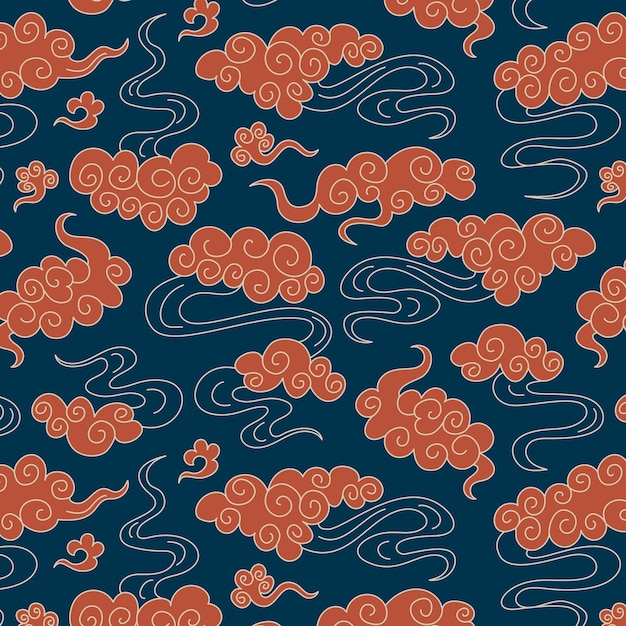 Free Vector hand drawn oriental cloud pattern illustration