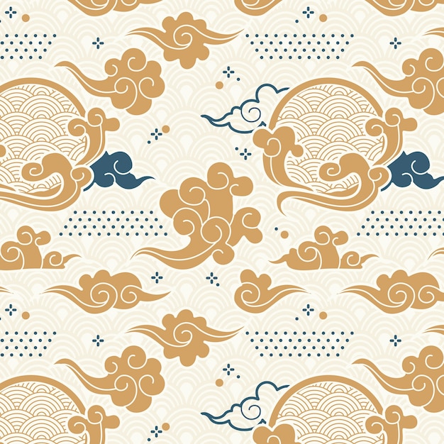 Free Vector hand drawn oriental cloud pattern