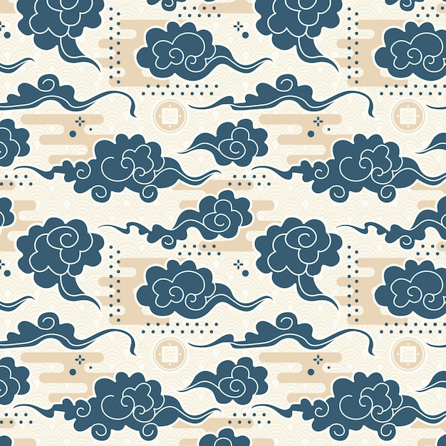 Free Vector hand drawn oriental cloud pattern