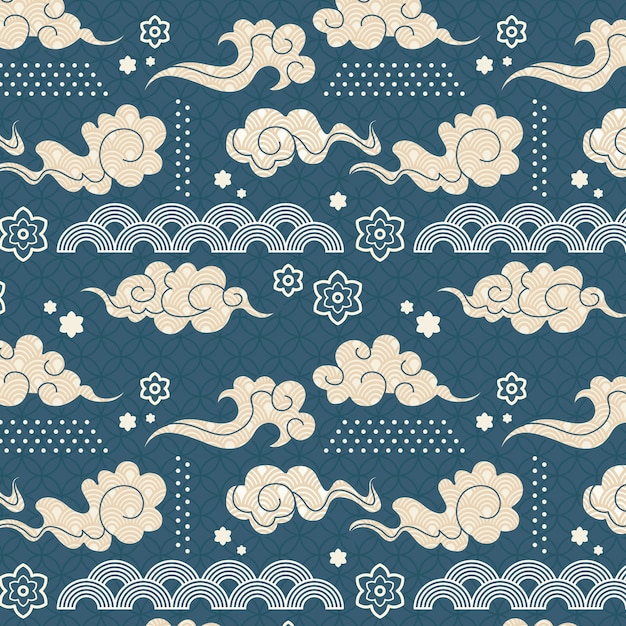 Free Vector hand drawn oriental cloud pattern