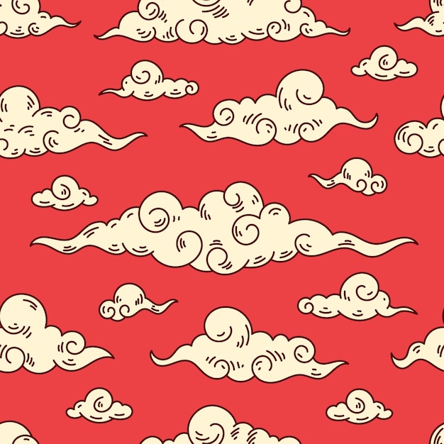 Free Vector hand drawn oriental cloud pattern