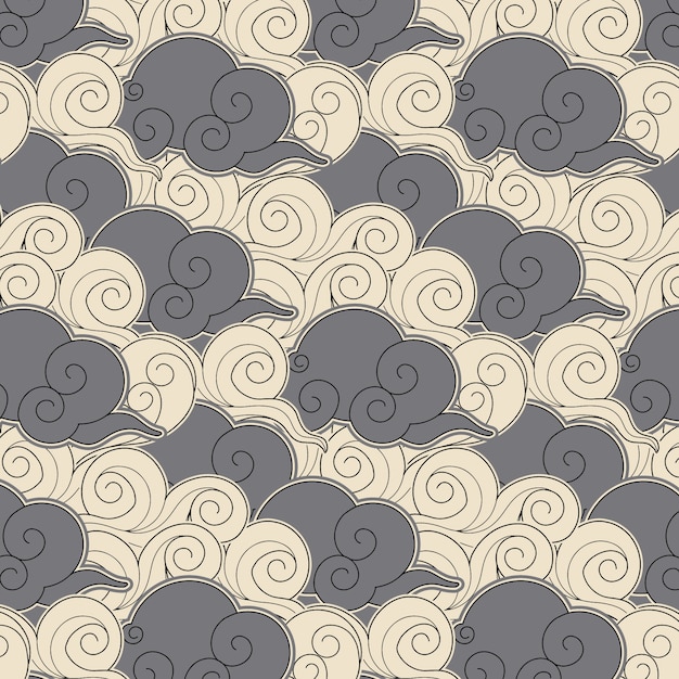 Free Vector hand drawn oriental cloud pattern