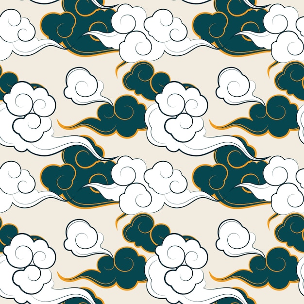 Free Vector hand drawn oriental cloud pattern