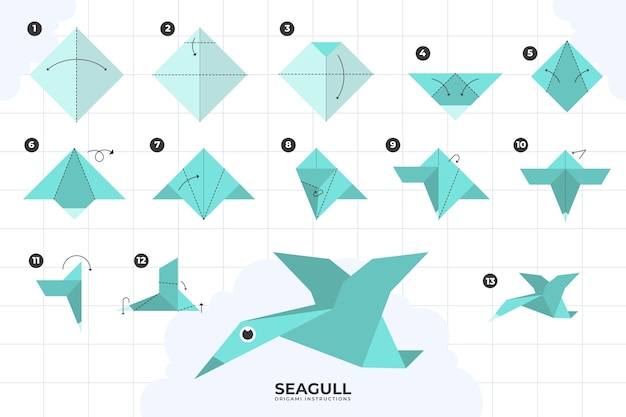 Free Vector hand drawn origami instructions illustration