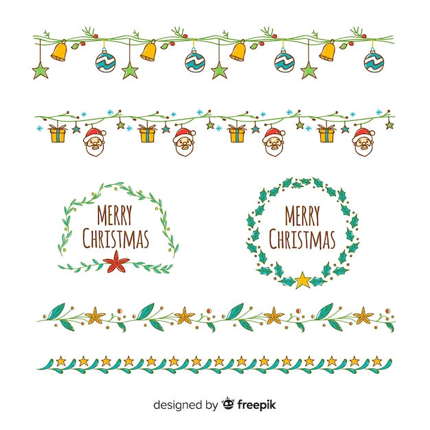 Free Vector hand drawn original christmas borders