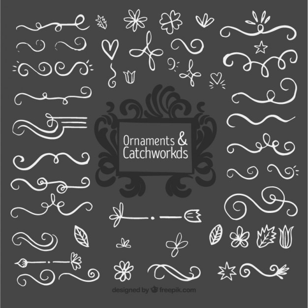 Free vector hand drawn ornamental borders and flowers