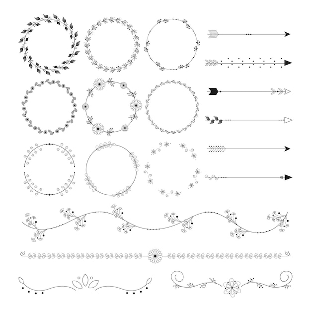 Free Vector hand drawn ornamental element collection