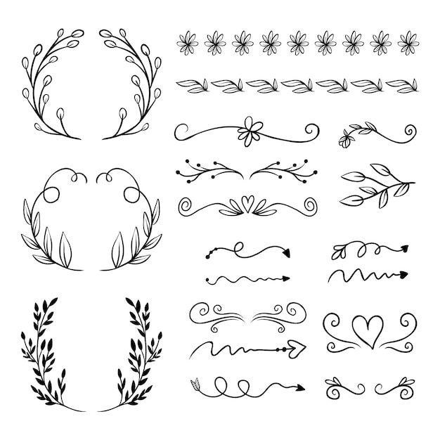 Free Vector hand drawn ornamental element set